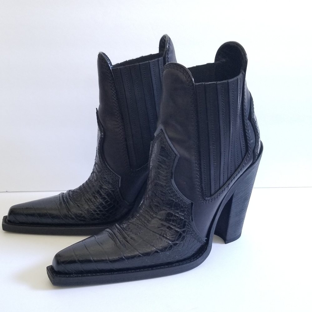 Dsquared2 Leather Cowboy Black Boots Size EU 39 - Picture 3 of 11